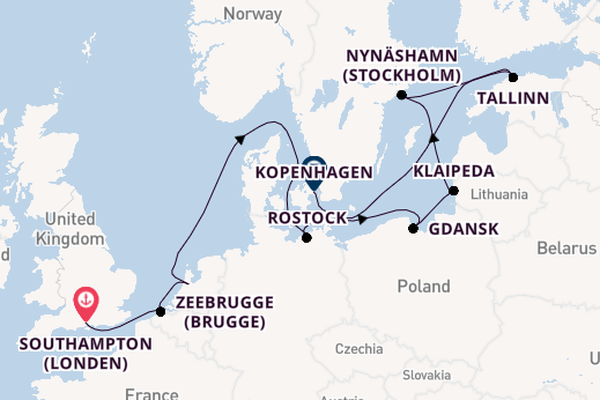 Engeland vanaf Southampton (Londen), Engeland met de Norwegian Prima