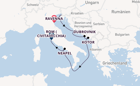 Mittelmeer ab Ravenna, Italien auf der Brilliance of the Seas