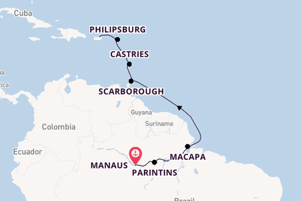 Caribbean from Manaus, Brazil with the EXPLORA II