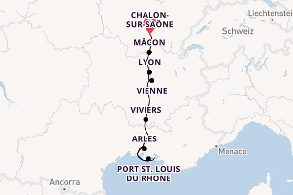 Rhône ab Chalon-sur-Saône, Frankreich auf der MS Mistral