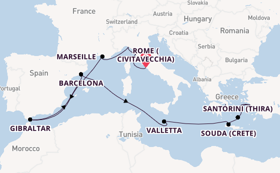 Mediterranean from Rome (Civitavecchia), Italy with the Oosterdam