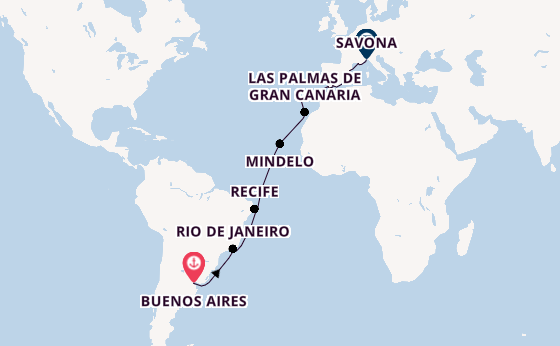 Transatlantic from Buenos Aires, Argentina with the Costa Serena