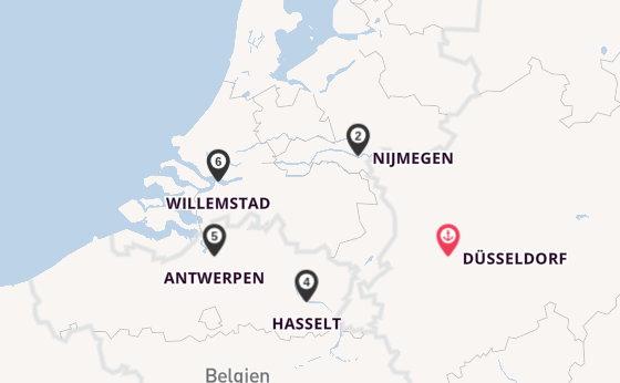 Rhein ab Düsseldorf, Deutschland auf der Lady Diletta