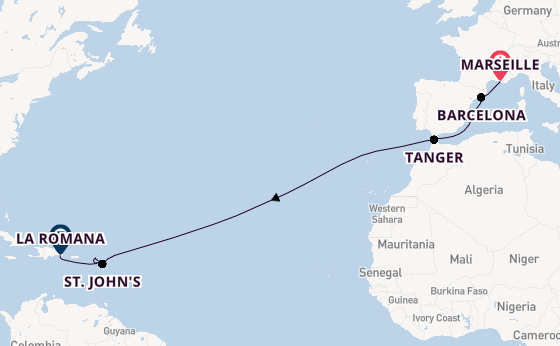 Caribbean vanaf Marseille, Frankrijk met de MSC Opera