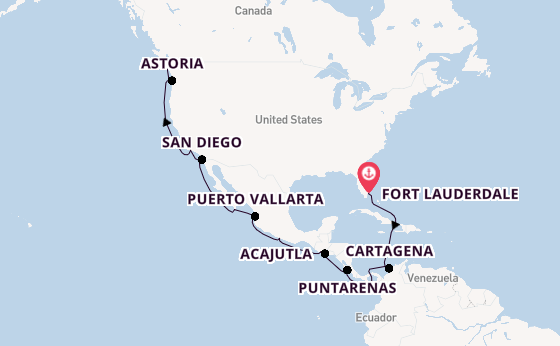 Mexicaanse Riviera vanaf Fort Lauderdale, Verenigde Staten met de Eurodam