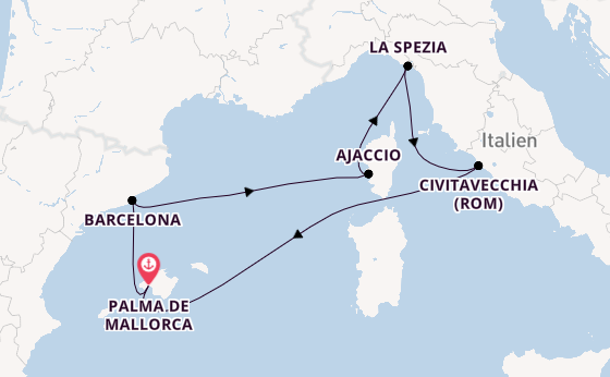 Westliches Mittelmeer ab Palma de Mallorca, Spanien auf der Mein Schiff Flow