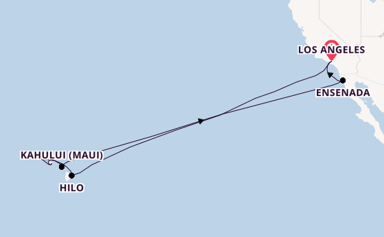 Hawaii from Los Angeles, California, USA with the Crown Princess