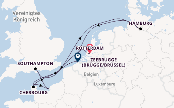 England ab Rotterdam, Niederlande auf der MSC Preziosa