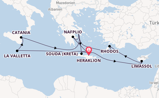 Östliches Mittelmeer ab Heraklion, Griechenland auf der Mein Schiff 5