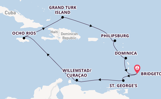 Caribbean from Bridgetown, Barbados with the Britannia 