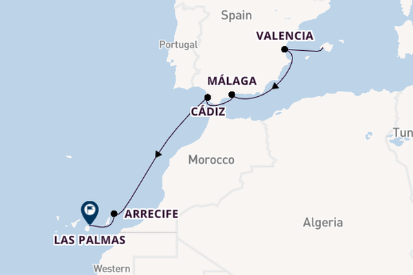 Westelijke Middellandse Zee vanaf Palma de Mallorca, Mallorca, Spanje met AIDAcosma