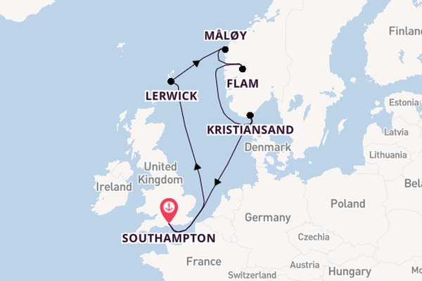 Norway from Southampton, England with the MSC Virtuosa