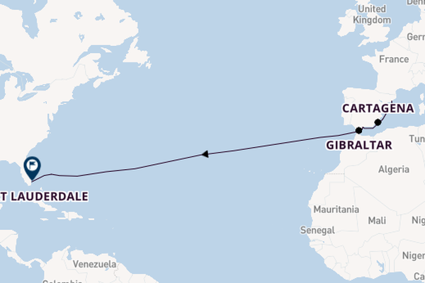 trans-Atlantisch vanaf Barcelona, Spanje met de Oosterdam
