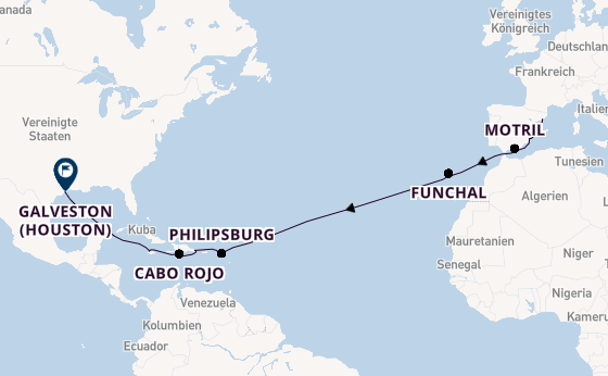Transatlantik ab Barcelona, Spanien auf der Norwegian Viva