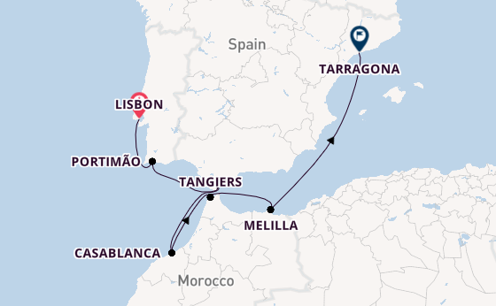 Mediterranean Sea from Lisbon, Portugal with the Seven Seas Splendor