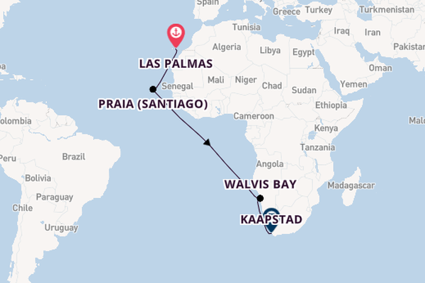 Zuidelijk Afrika vanaf Las Palmas, Gran Canaria, Spanje met AIDAprima