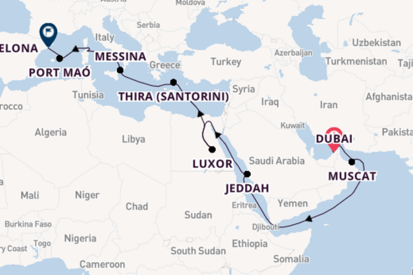 Middellandse Zee vanaf Dubai, Verenigde Arabische Emiraten met de Vista