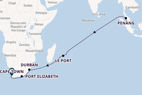 South Africa from Singapore, Singapore with the Queen Anne