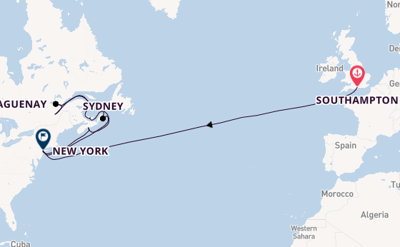 Transatlantic from Southampton, England with the Queen Mary 2