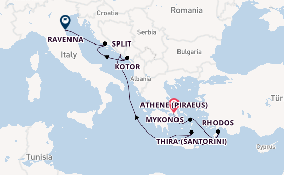 Oostelijke Middellandse Zee vanaf Athene (Piraeus), Griekenland met de Celebrity Eclipse