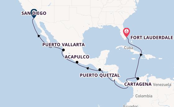 Mexicaanse Riviera vanaf Fort Lauderdale, Verenigde Staten met de Eurodam