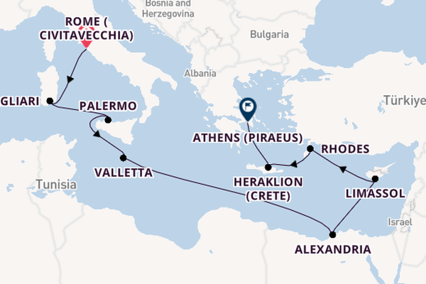 Mediterranean Sea from Rome (Civitavecchia), Italy with the Caribbean Princess