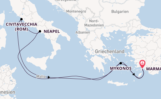 Mittelmeer ab Marmaris, Türkei auf der MSC Divina