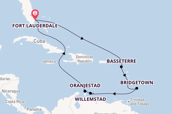 Zuidelijke Caraïben vanaf Fort Lauderdale, Verenigde Staten met de Celebrity Eclipse