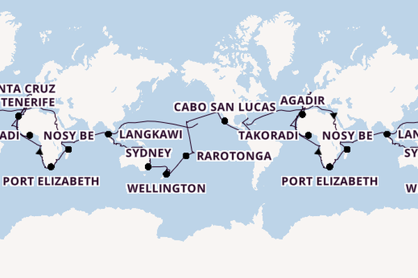 Round-the-World Trip from Fort Lauderdale (Port Everglades), Florida, USA with the Viking Sky