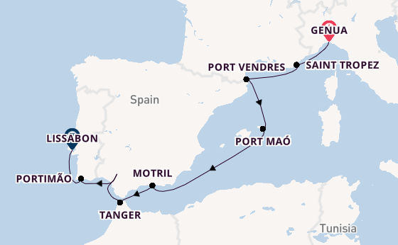 Westelijke Middellandse Zee vanaf Genua, Italië met de Seabourn Pursuit