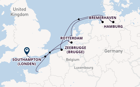 Engeland vanaf Le Havre (Parijs), Frankrijk met de Marina