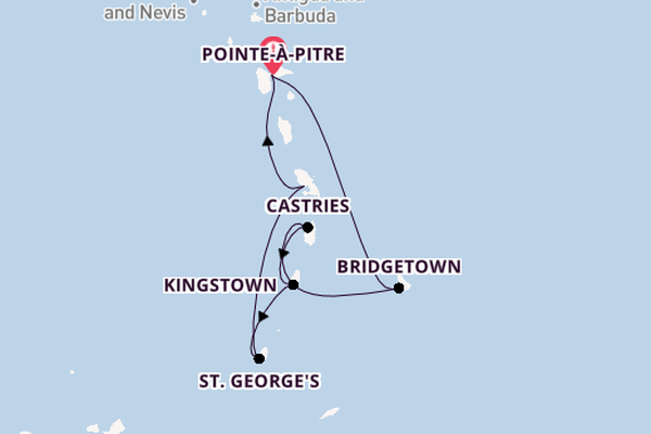 Southern Caribbean from Pointe-à-Pitre, Guadeloupe with the MSC Virtuosa