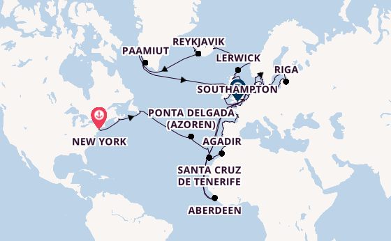 Transatlantik ab New York auf der Seven Seas Mariner