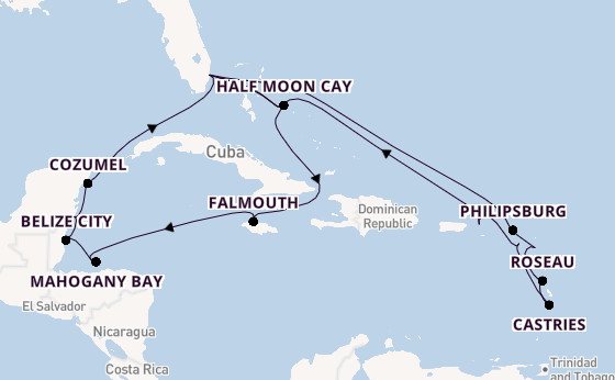 Caribbean vanaf Fort Lauderdale, Verenigde Staten met de Rotterdam