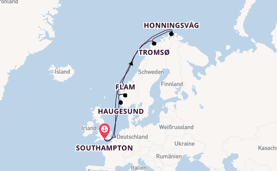 Norwegen ab Southampton, Großbritannien auf der Celebrity Apex