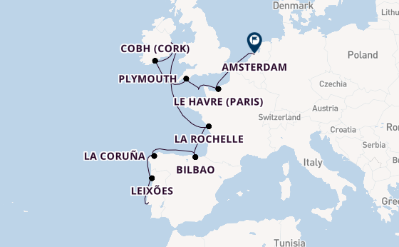 British Isles from Lisbon, Portugal with the Zuiderdam