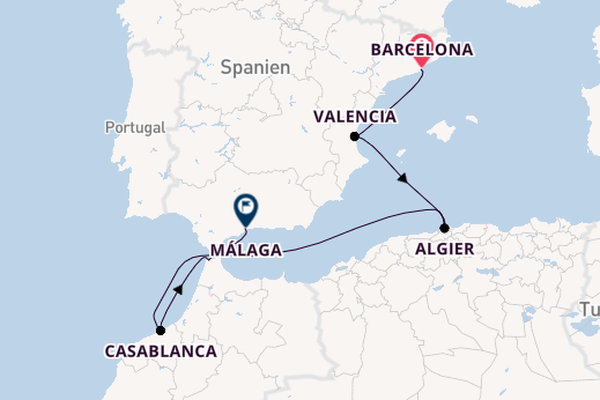 Mittelmeer ab Barcelona, Spanien auf der EXPLORA V
