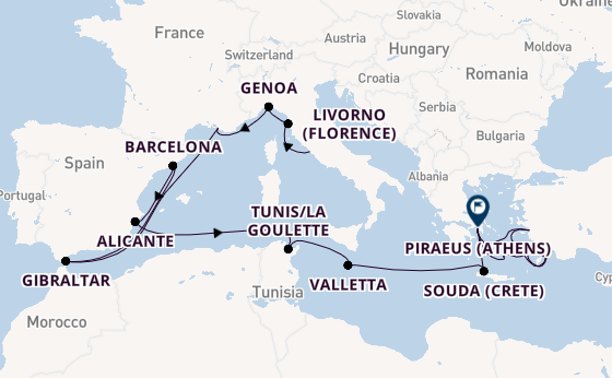 Mediterranean from Rome (Civitavecchia), Italy with the Nieuw Statendam