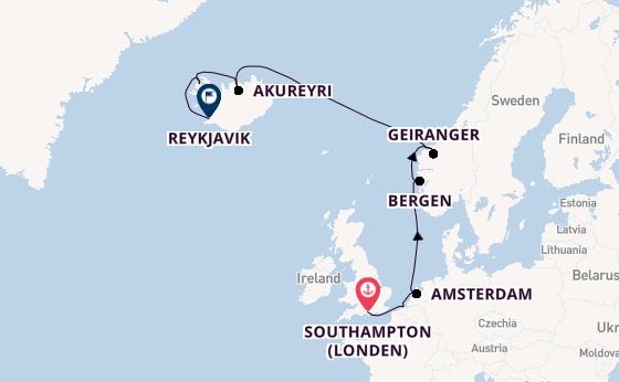 Noorwegen vanaf Southampton (Londen), Engeland met de Norwegian Prima