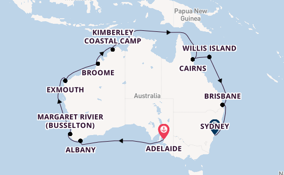 Australië vanaf Adelaide, Australië met de Grand Princess
