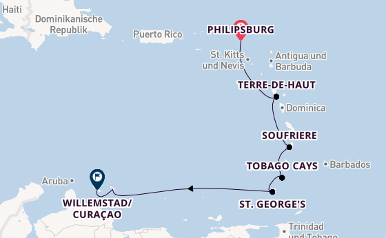Südliche Karibik ab Philipsburg, St. Maarten auf der SEA CLOUD SPIRIT