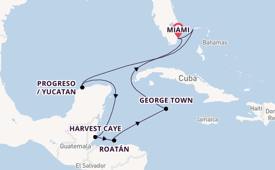 Caribbean from Miami, Florida, USA with the Seven Seas Grandeur