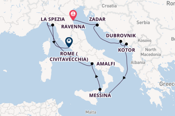 Mediterranean Sea from Ravenna, Italy with the Celebrity Constellation