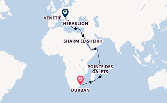Indische Oceaan vanaf Durban, Zuid-Afrika met de MSC Armonia