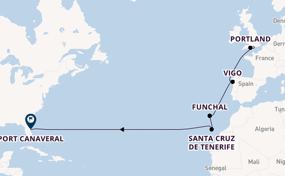 trans-Atlantisch vanaf Southampton (Londen), Engeland met de Sky Princess