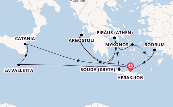 Östliches Mittelmeer ab Heraklion, Griechenland auf der Mein Schiff 5