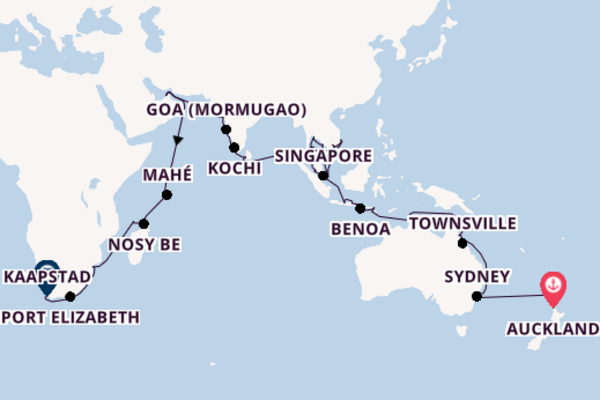 Zuidoost-Azië vanaf Auckland, Nieuw-Zeeland met de Seven Seas Voyager