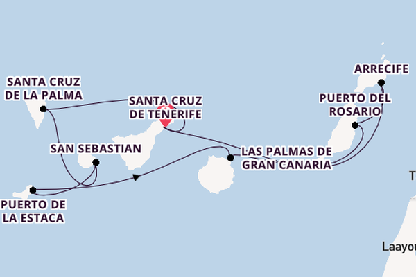 Canary Islands from Santa Cruz de Tenerife, Spain with the MS EUROPA 2