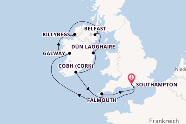Britische Inseln ab Southampton, Großbritannien auf der Caribbean Princess