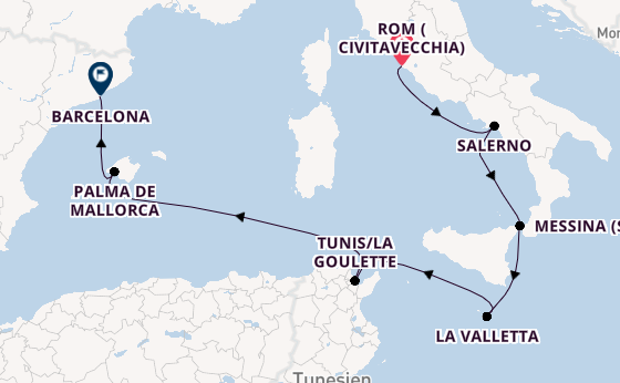 Westliches Mittelmeer ab Civitavecchia (Rom), Italien auf der Explora V